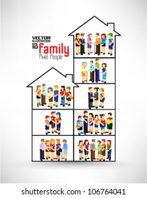 conceptual pixel people family vector design