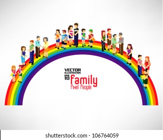 conceptual pixel people family vector design