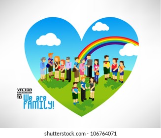 conceptual pixel people family vector design