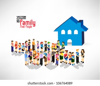 conceptual pixel people family vector design