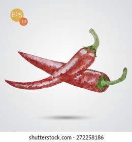 Conceptual Poly Hot Chili Pepper isolated. Vector version