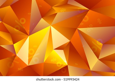 Conceptual Polygonal Background For Packaging Materials, Special Offers, Promotional Events, Gift Cards, Sales. Bright Orange Vector Illustration.
