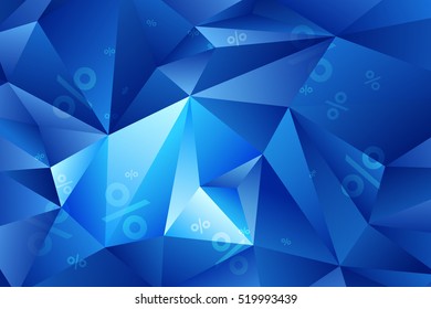 Conceptual Polygonal Background For Packaging Materials, Special Offers, Promotional Events, Gift Cards, Sales. Bright Blue Vector Illustration.