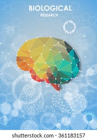 Conceptual Polygonal Brain, Abstract vector Illustration with HUD elements