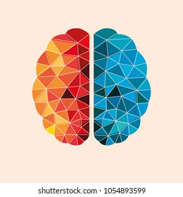 Conceptual Polygonal Brain, Artificial Intelligence. Vector Illustration