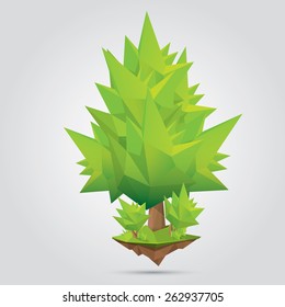 Conceptual polygonal geometric tree. Abstract vector Illustration, low poly style. Stylized design element. Background design for banner, poster, flyer, cover, brochure. Logo design.