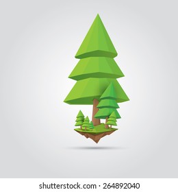 Conceptual polygonal geometric tree. Abstract vector Illustration, low poly style. Stylized design element. Background design for banner, poster, flyer, cover, brochure. Logo design.