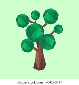 Conceptual polygonal geometric tree. Abstract vector Illustration, low poly style. 