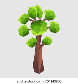 Conceptual polygonal geometric tree. Abstract vector Illustration, low poly style. 