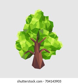 Conceptual polygonal geometric tree. Abstract vector Illustration, low poly style. 