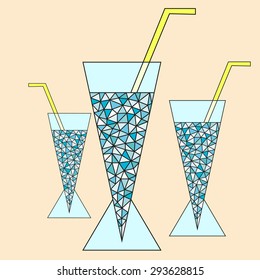 Conceptual polygonal glass of refreshing drink. Abstract vector Illustration, low poly style. Stylized design element. Background design for poster, cover, brochure. Logo design.