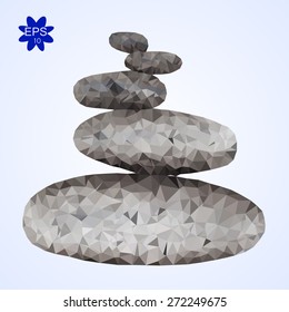 Conceptual Polygonal pebbles  isolated. Spa style. Vector version