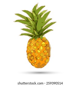 Conceptual polygonal pineapple. Abstract vector Illustration, low poly style. Stylized design element. Geometric hipster illustration.Logo design.