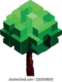 Conceptual polygonal tree. Abstract vector Illustration, low poly style. games 