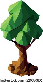 Árbol poligonal conceptual. Resumen vectorial Ilustración, bajo estilo de poli. juegos 