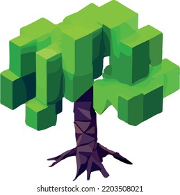Conceptual polygonal tree. Abstract vector Illustration, low poly style. games 