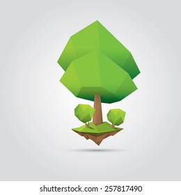 Conceptual polygonal tree. Abstract vector Illustration, low poly style. Stylized design element. Background design for banner, poster, flyer, cover, brochure. Logo design.