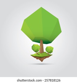 Conceptual polygonal tree. Abstract vector Illustration, low poly style. Stylized design element. Background design for banner, poster, flyer, cover, brochure. Logo design.