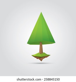 Conceptual polygonal tree. Abstract vector Illustration, low poly style. Stylized design element. Background design for banner, poster, flyer, cover, brochure. Logo design.