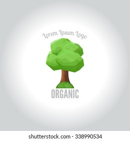 Conceptual polygonal tree logo. Abstract vector Illustration in low polygon style. Template for banner, poster, print, cover. Ecology Design logo. 