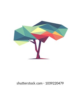 Conceptual polygonal tree. Low poly style. Abstract vector Illustration for poster, flyer, cover, brochure.