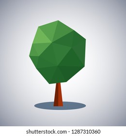 Conceptual polygonal tree low poly style. Vector design element.