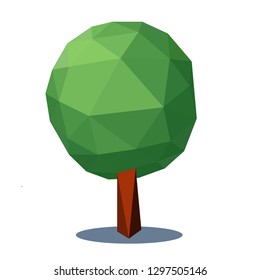 Conceptual polygonal tree low poly style. Vector design element.