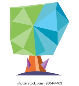 Conceptual polygonal tree on white Background design for News Paper Advertisement, Banner, Poster, Brochure, Logo. Vector Illustration.