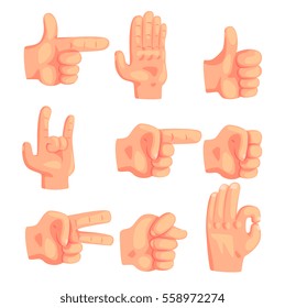 Conceptual Popular Hand Gestures Set Of Realistic Isolated Icons With Human Palm Signaling