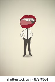 Conceptual poster. The businessman Mouth