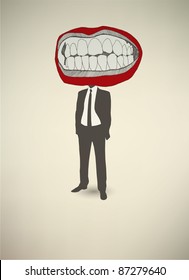 Conceptual poster. The businessman Mouth