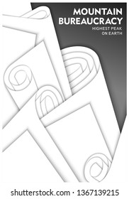 Conceptual poster design. Bureaucracy is a mountain of paper and difficulties. Vector illustration