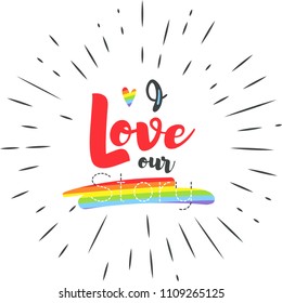 Conceptual poster with LGBT rainbow hand lettering