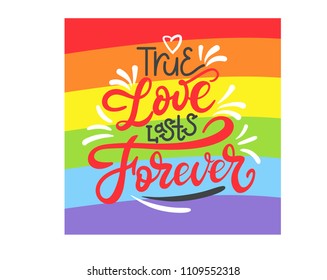 Conceptual poster with LGBT rainbow hand lettering