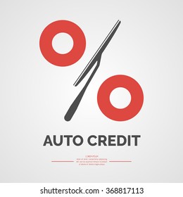 Conceptual poster on the topic of auto credit. Vector illustration.