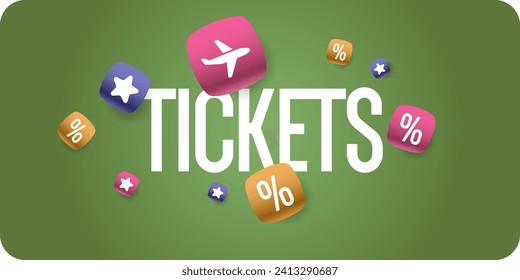 Conceptual poster sales and discounts of airplane tickets. Vector illustration.