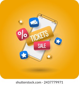 Conceptual poster sales and discounts of airplane tickets. Vector illustration.