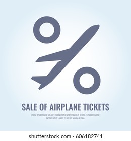 Conceptual poster sales and discounts of airplane tickets. Vector illustration.