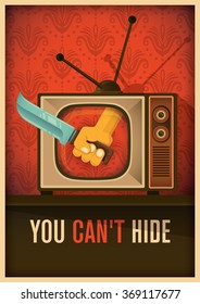 Conceptual poster with tv. Vector illustration.