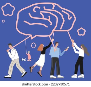 Conceptual psychology vector illustration for mindset influence in  social attitudes.