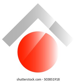 Conceptual real estate icon, logo. Home button. Generic logo, emblem with up arrow.