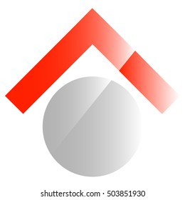 Conceptual real estate icon, logo. Home button. Generic logo, emblem with up arrow.