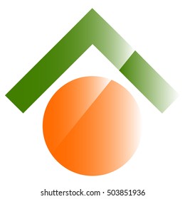 Conceptual real estate icon, logo. Home button. Generic logo, emblem with up arrow.