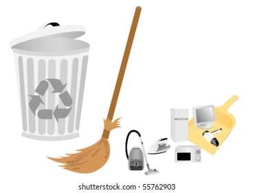 Conceptual recycle illustration with broom