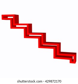 Conceptual red stairs isolated. 