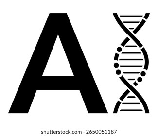 Conceptual Representation of Artificial Intelligence with DNA Helix Symbolizing Genetics and Biological Innovation