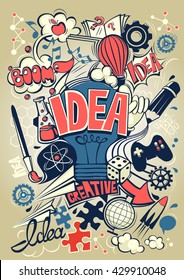Conceptual representation of an idea or inspiration poster. Vector illustration