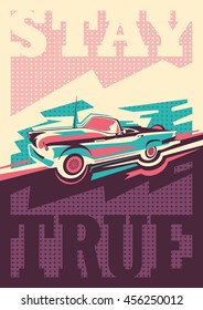 Conceptual retro style poster. Vector illustration.