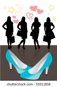 Conceptual sale illustration with women shapes