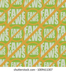 Conceptual seamless pattern with logo fake news. Global problems of humanity.